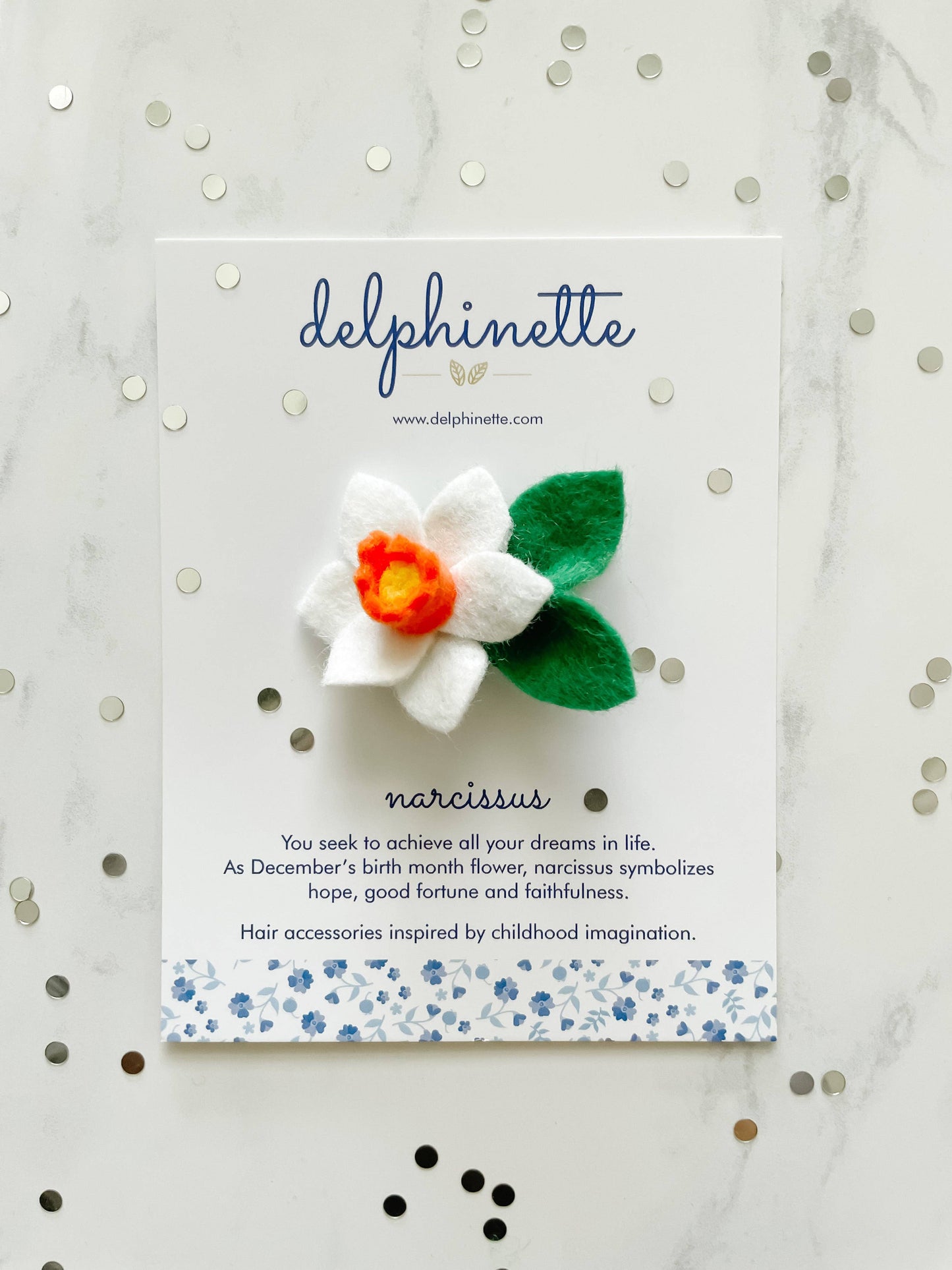 Narcissus Hair Tie l December Birth Month Flower Gift