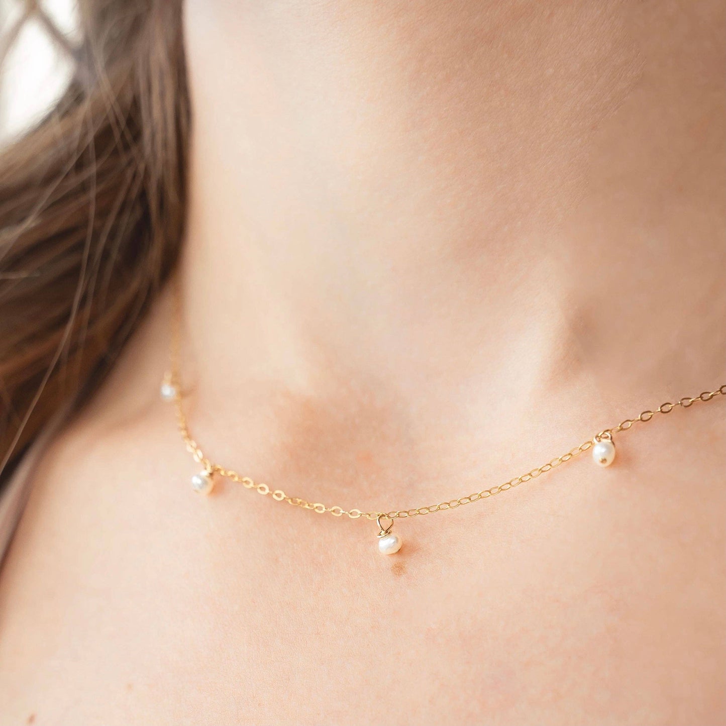 Primrose Necklace: Green / Gold Filled