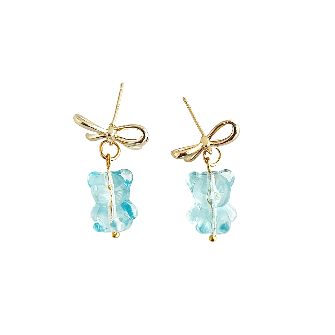 Blue Teddy Bear Earrings | Beaded Earrings