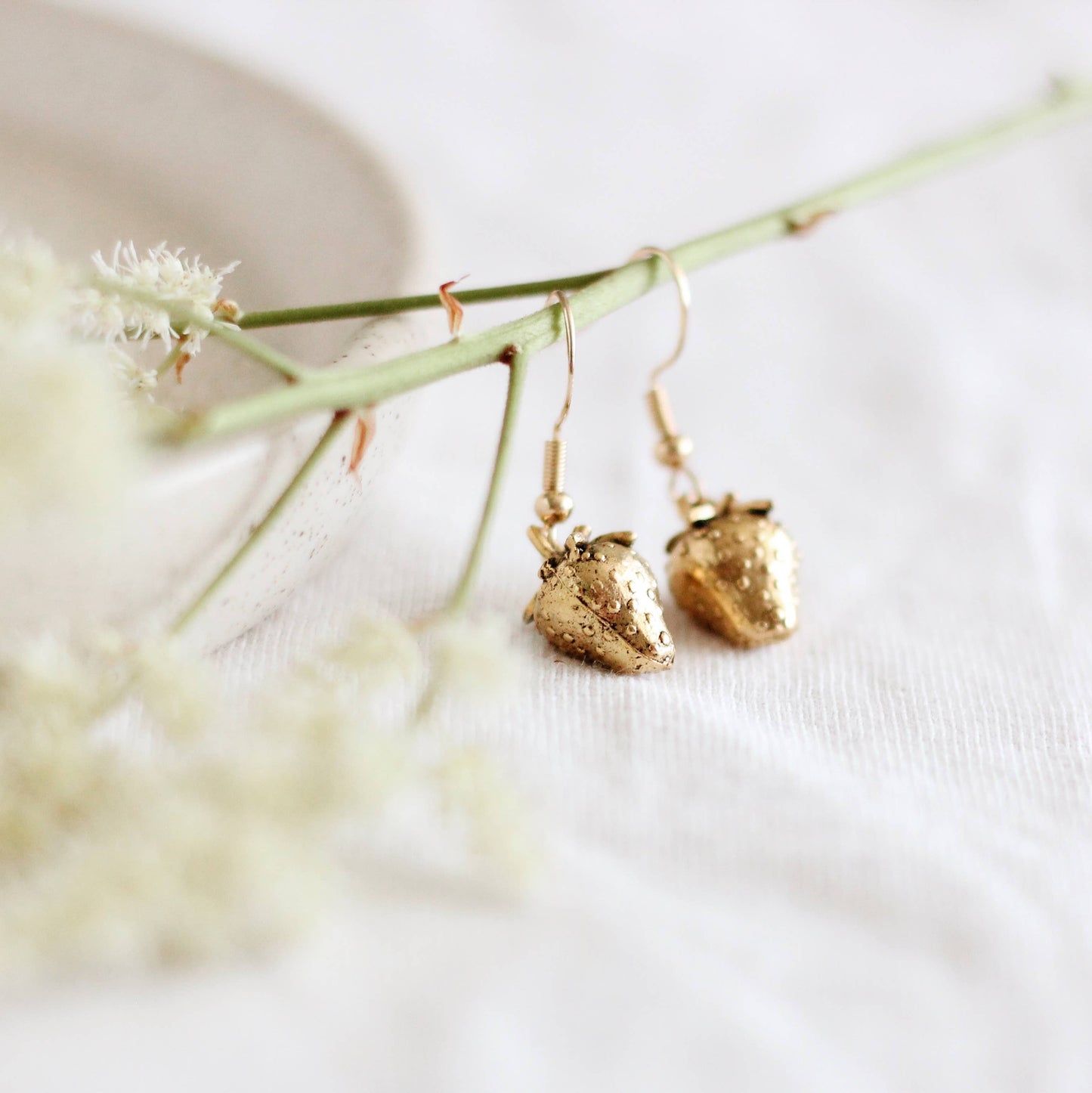 Strawberry Earrings: Silver