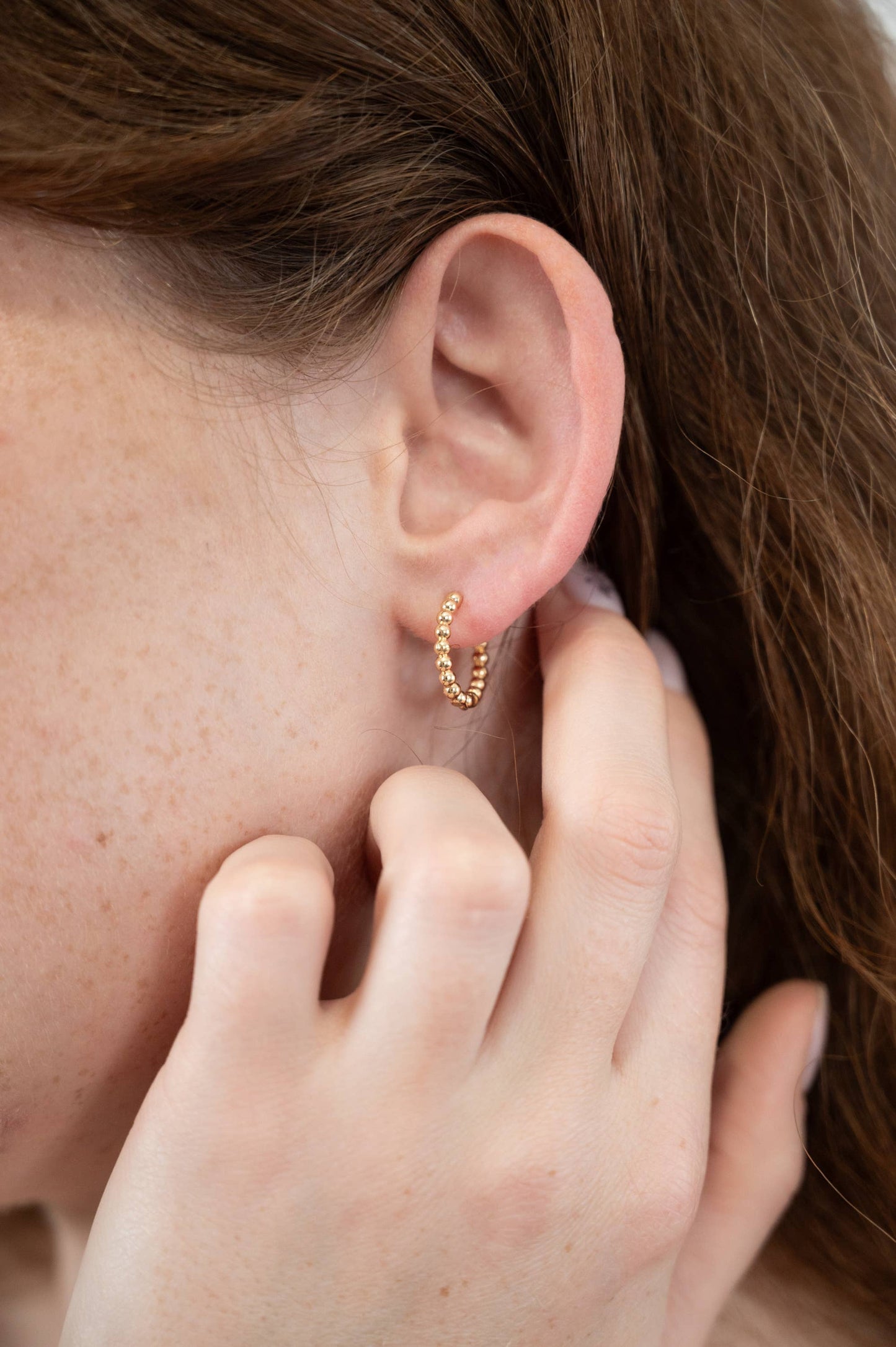 Beaded Huggie Hoops: Gold