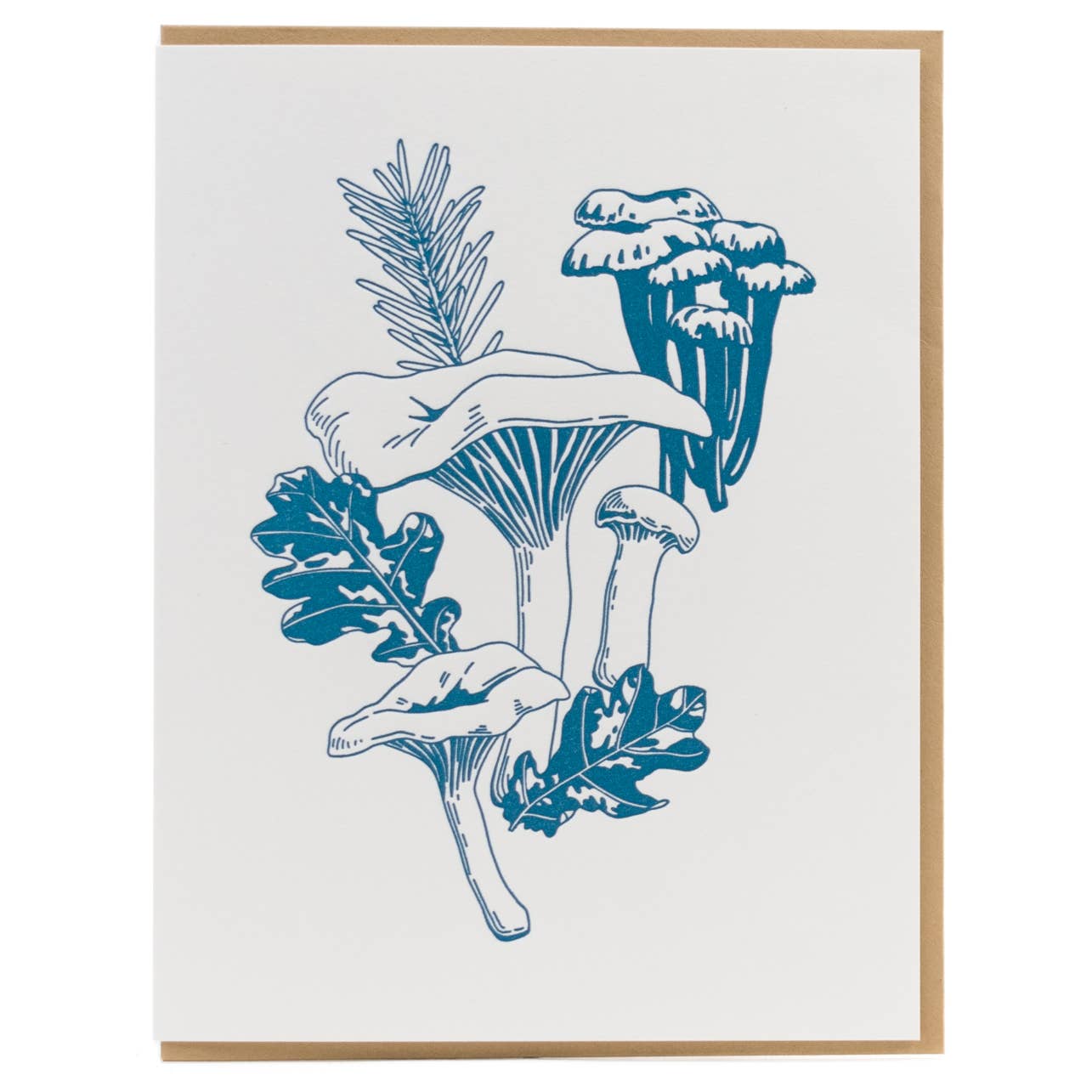 Chanterelle Mushroom Teal Forest Series Card