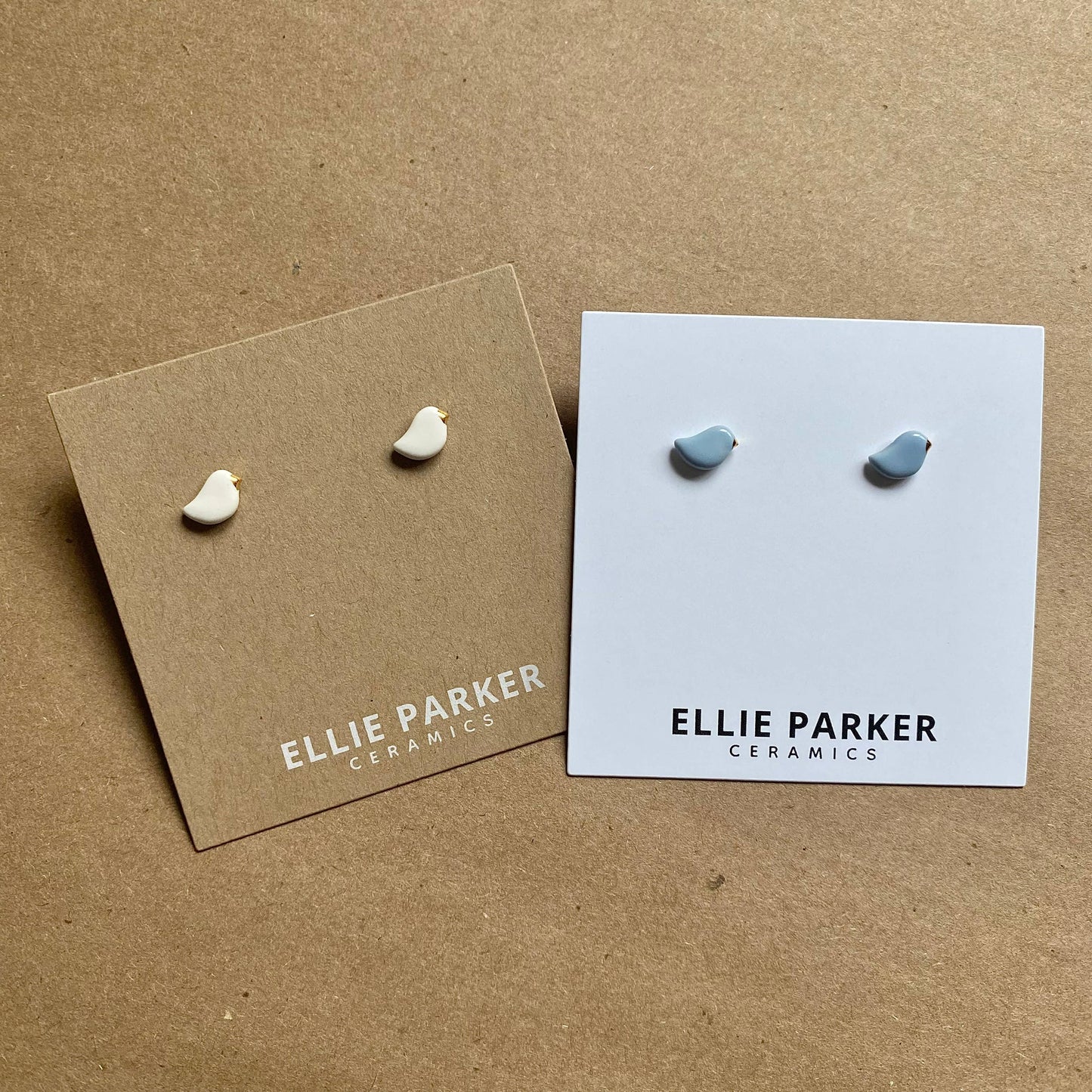 White Ceramic Birdie Stud Earrings