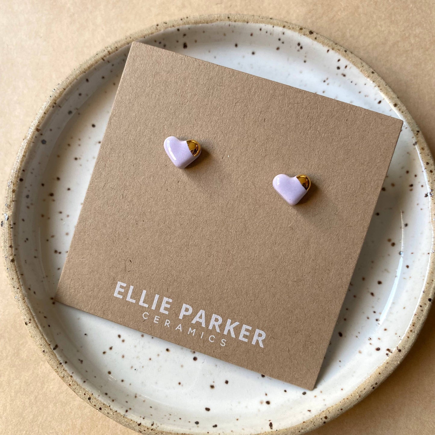 Heart Lilac Ceramic Stud Earrings