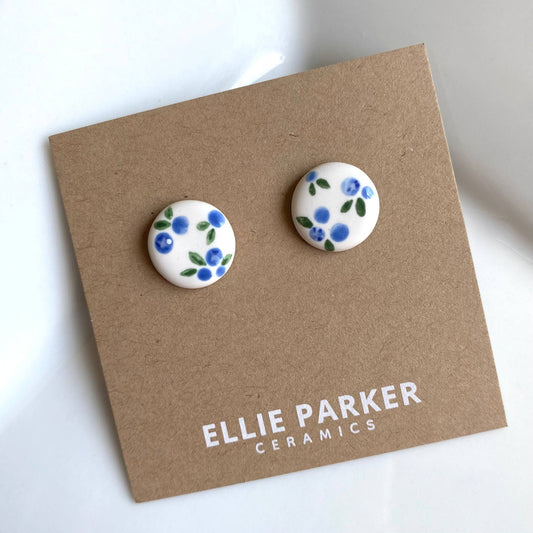 Summer Gardener | Blueberry Ceramic Clay Stud Earrings