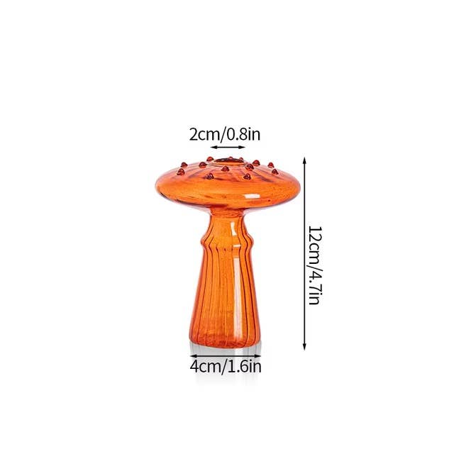 Orange and Green Mini Glass Mushroom Bud Vase: Green
