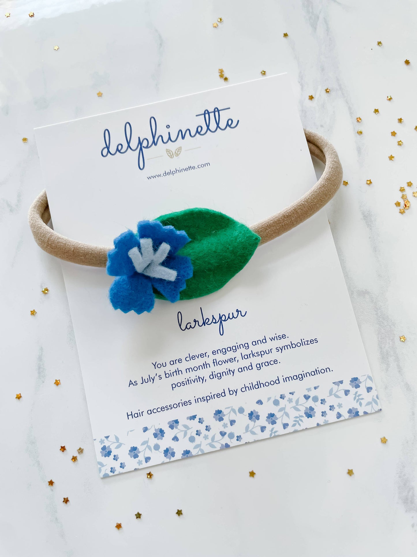 Blue Larkspur Baby Headband