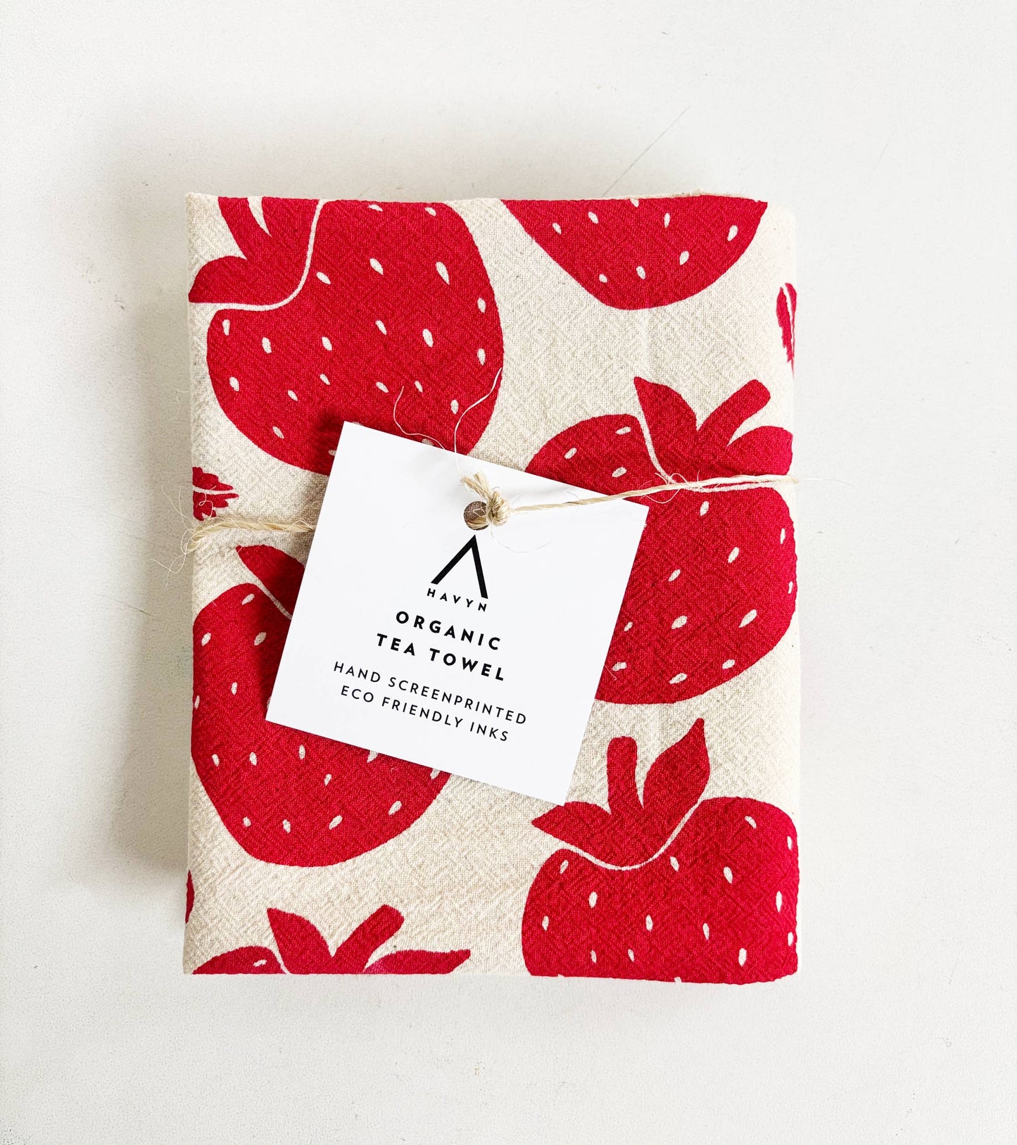 Strawberries Organic Tea Towel Red - 20x24