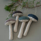 Linen Fabric Mushroom Ornament: Blue