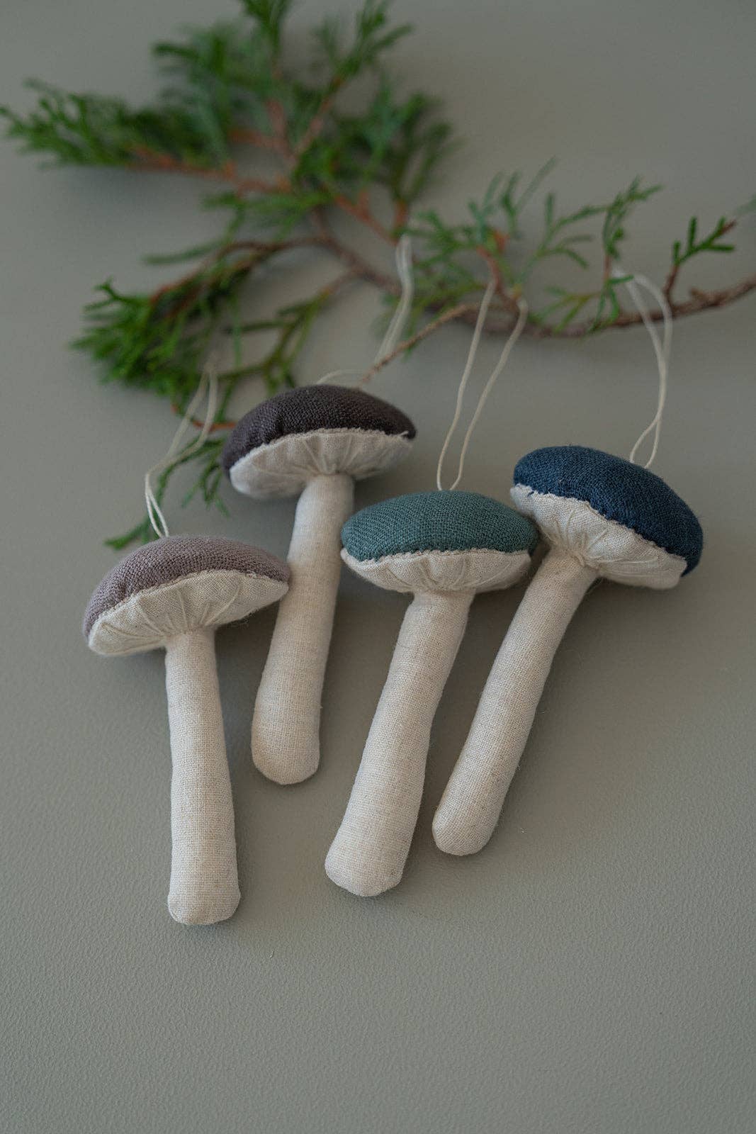 Linen Fabric Mushroom Ornament: Black