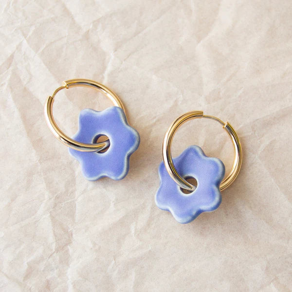 Ceramic Daisy Hoops