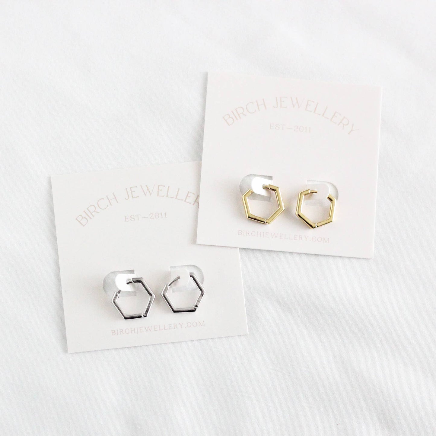 Honeycomb Huggie Hoops: Gold