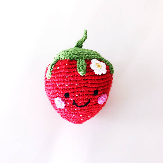 Handcrafted Sweet Strawberry Baby Rattle -Organic Cotton Toy
