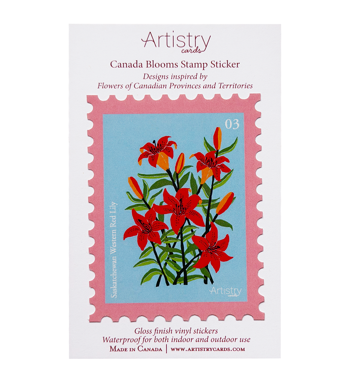 Western Red Lily Stamp Sticker – Saskatchewan Canada
