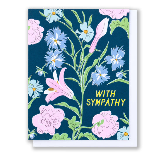 With Sympathy Floral Condolence Card with flowers