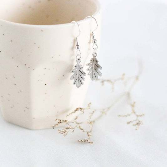 Oak Leaf Earrings: Silver