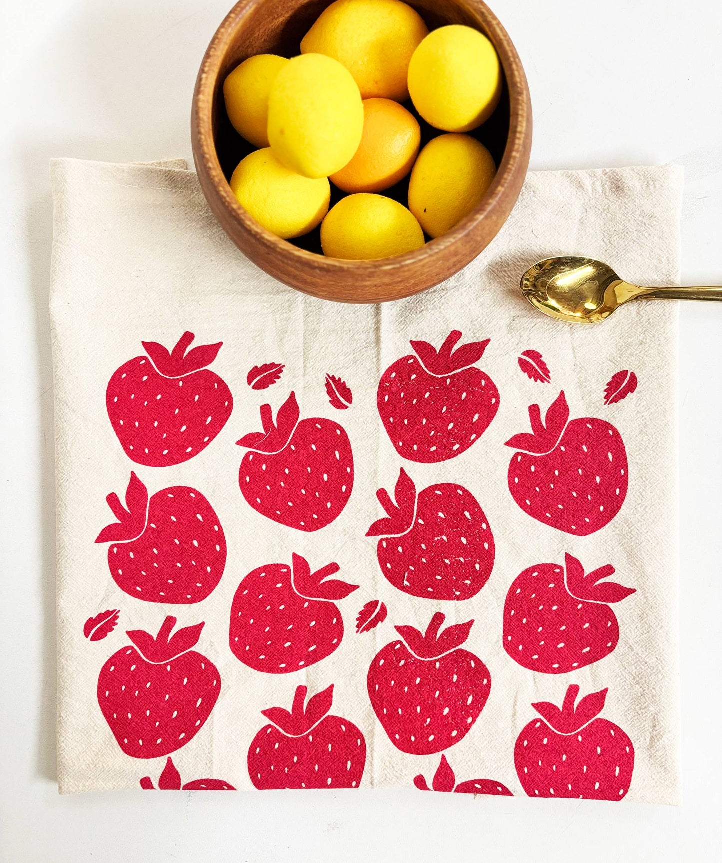 Strawberries Organic Tea Towel Red - 20x24