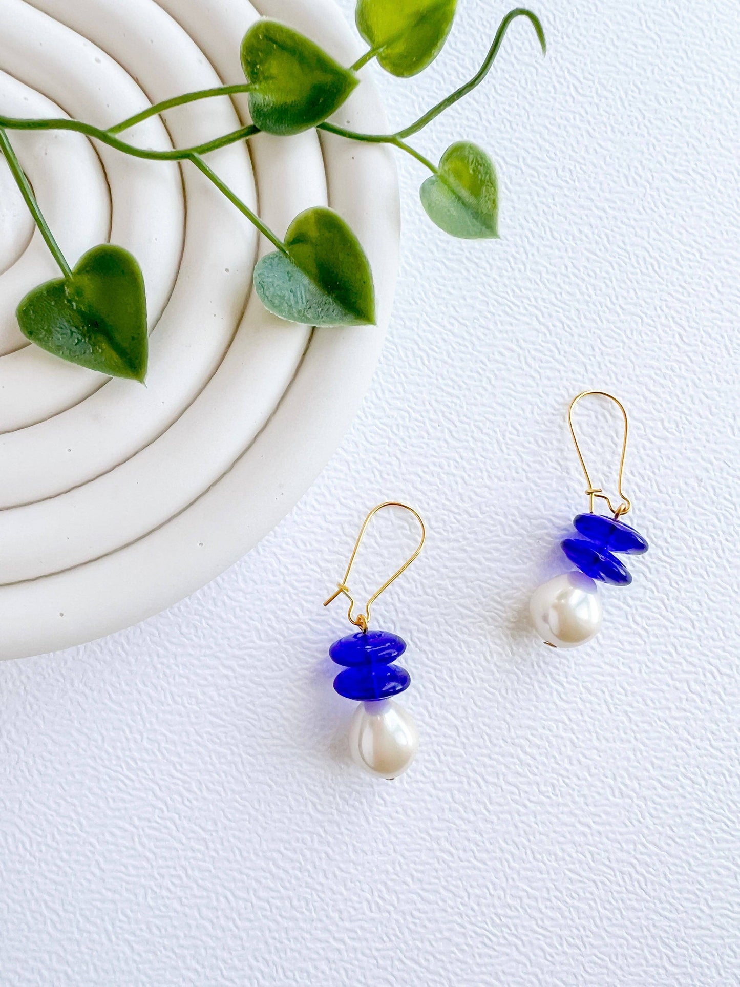 Blue Disc Earrings | Glass Bead Earrings