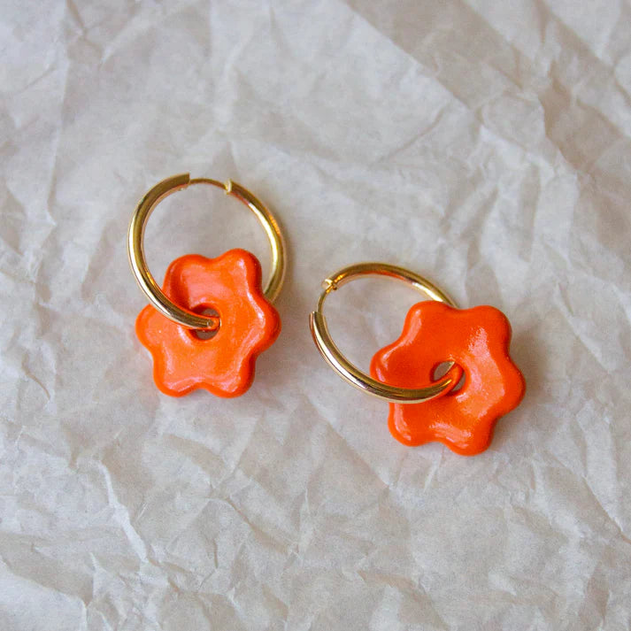 Ceramic Daisy Hoops