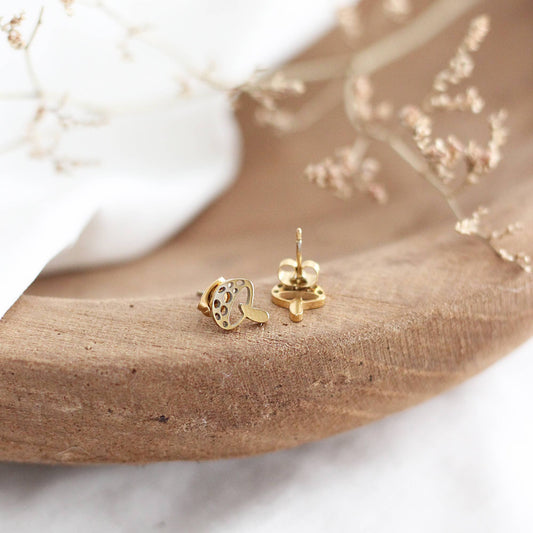 Mini Mushroom Earrings (Gold)