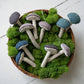 Linen Fabric Mushroom Ornament: Blue