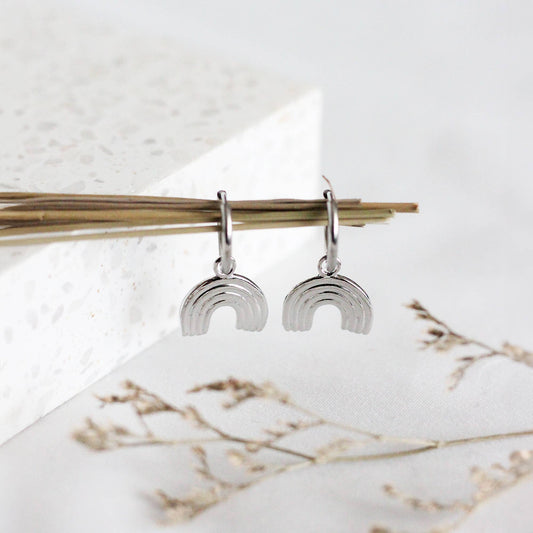 Rainbow Hoop Earrings: Silver