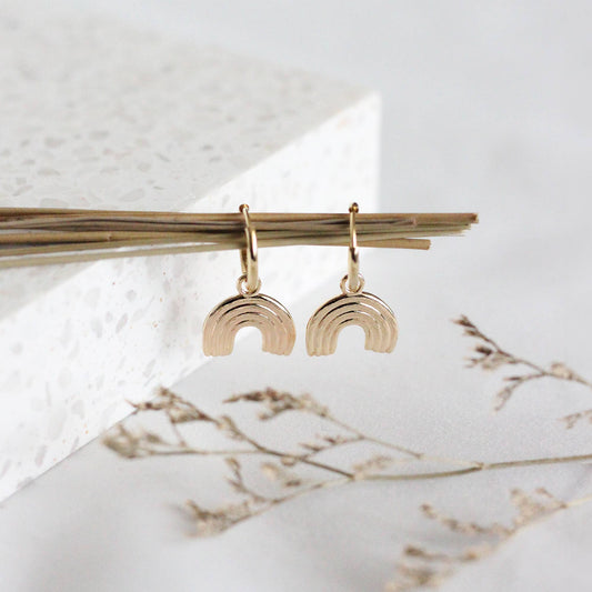 Rainbow Hoop Earrings: Yellow Gold