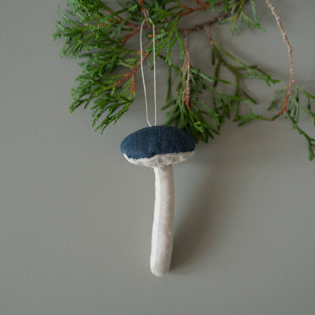 Linen Fabric Mushroom Ornament: Black