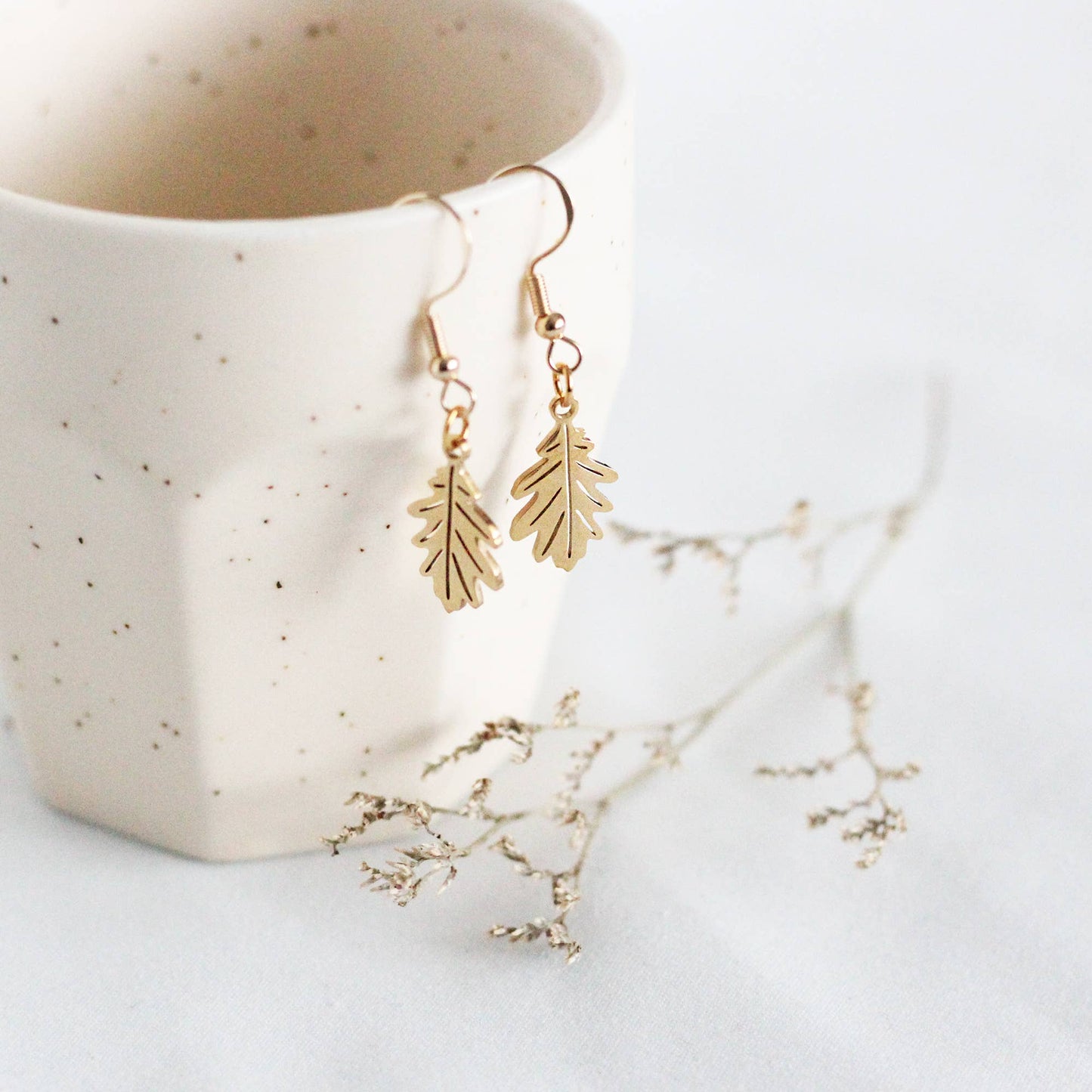 Oak Leaf Earrings: Silver