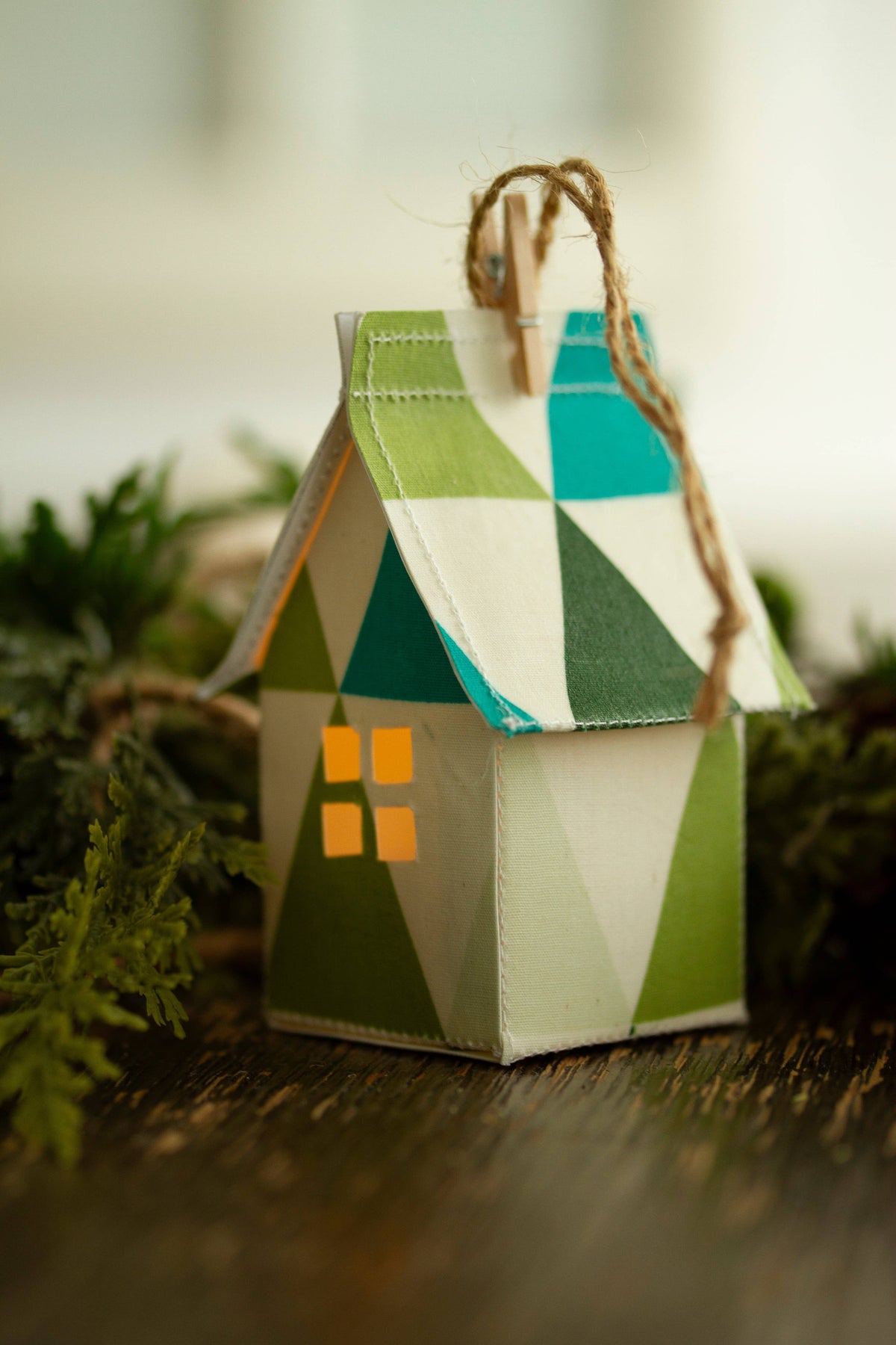 Holiday Fabric House Luminary: Trees (white)
