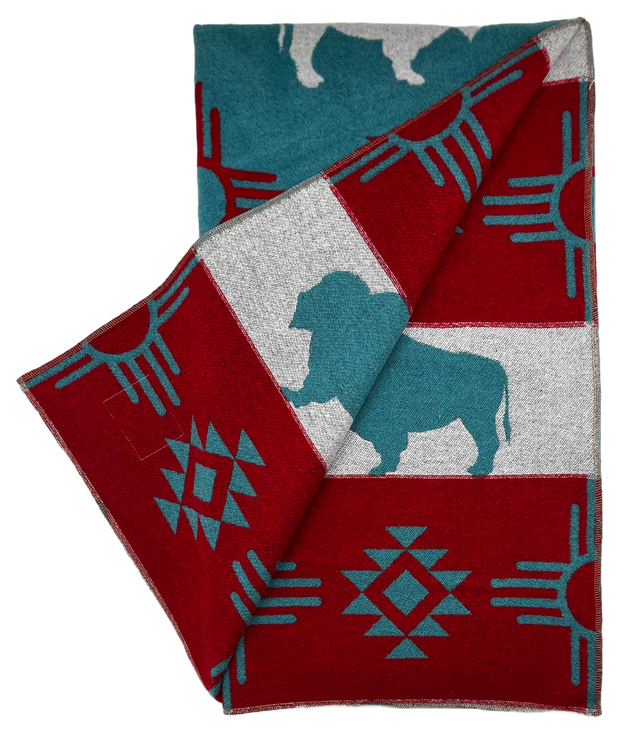 Buffalo Turquoise & Red Throw