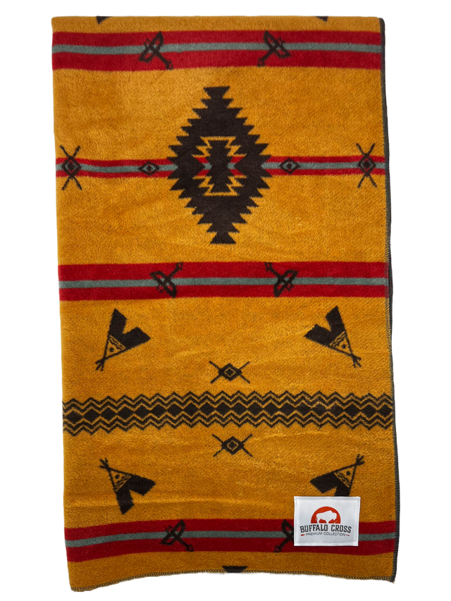 Buffalo Cross Teepee Throw Mustard