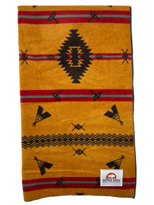 Buffalo Cross Teepee Throw Mustard