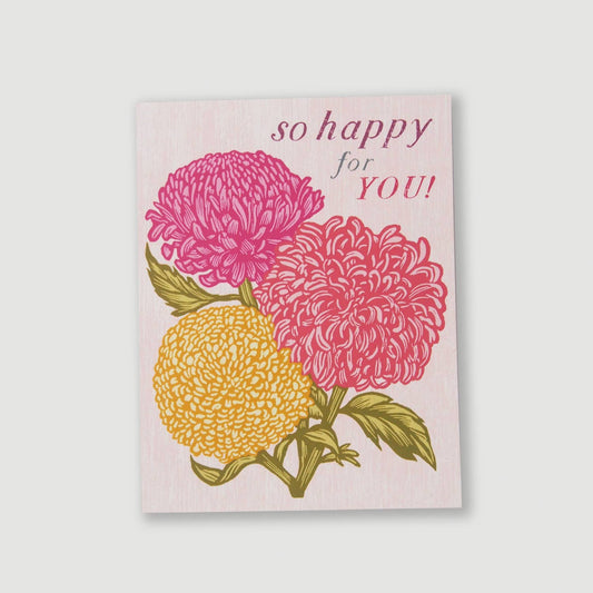 ‘So Happy For You'  Linocut Card by Hawk and Rose