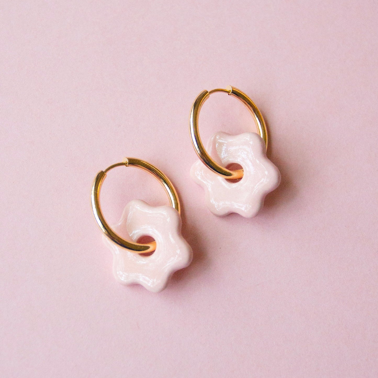 Ceramic Daisy Hoops