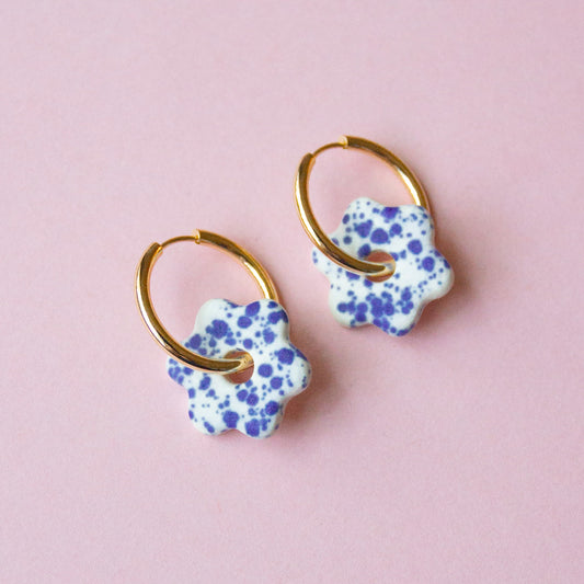 Ceramic Daisy Hoops