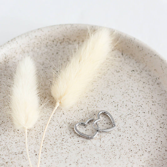 Heart Huggie Hoops: Silver