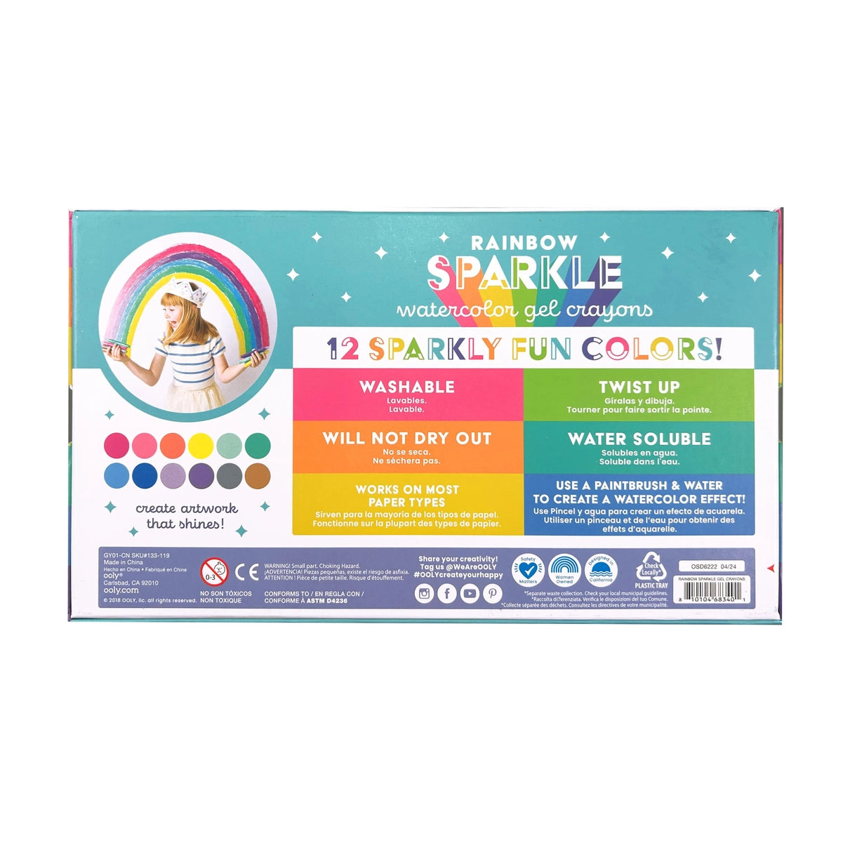 Rainbow Sparkle Gel Crayons