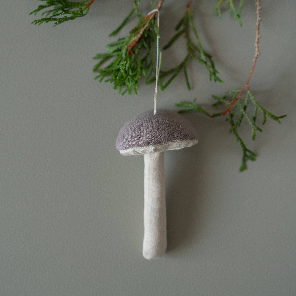 Linen Fabric Mushroom Ornament: Black