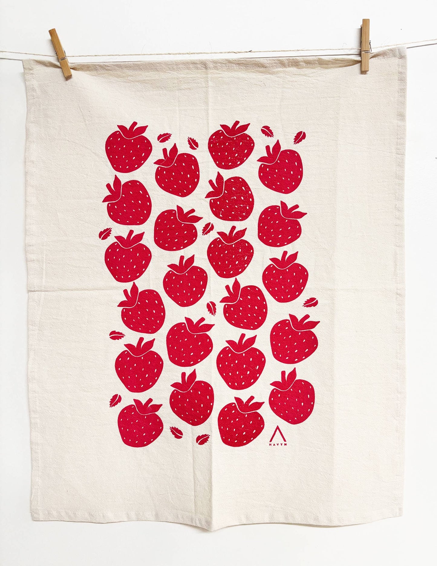 Strawberries Organic Tea Towel Red - 20x24
