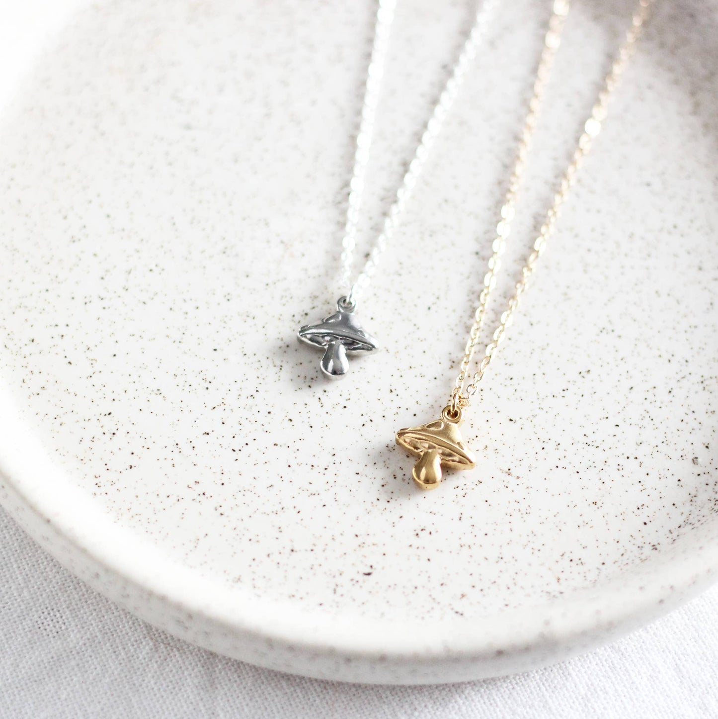 Mushroom Necklace: Gold