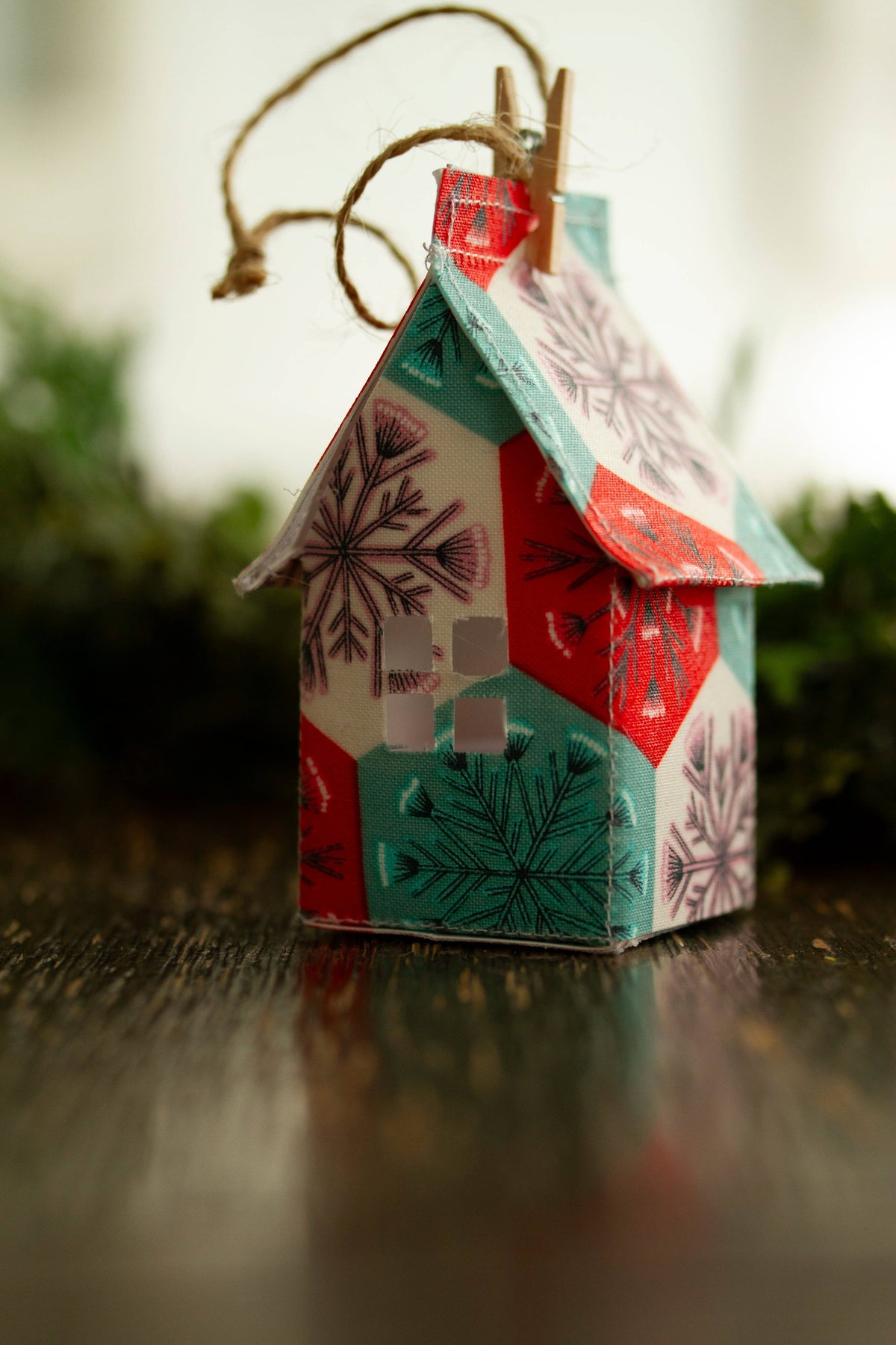 Holiday Fabric House Luminary: Trees (white)
