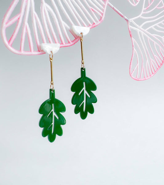 Hanging in There Leaf Dangle Earrings | Acrylic Earrings
