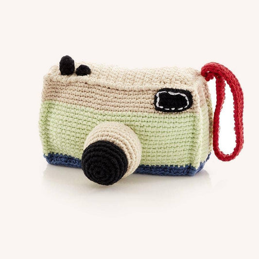Handcrafted Playful “My First Camera” Rattle –Organic Cotton