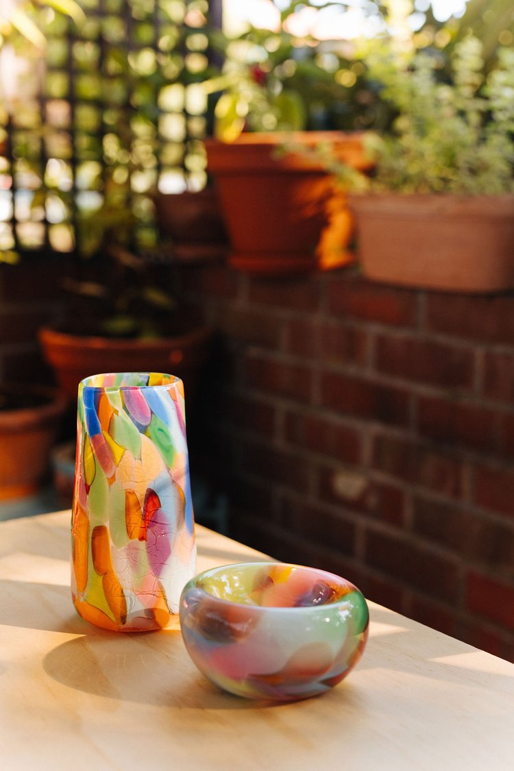 Rainbow Crackle Vase