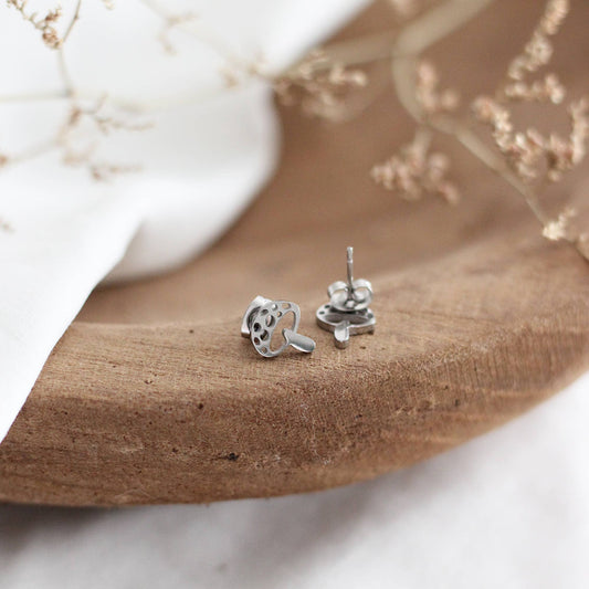 Mini Mushroom Earrings (Silver)