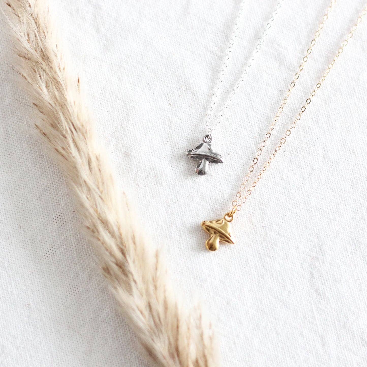 Mushroom Necklace: Gold