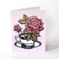 Tea Roses Linocut Card by Hawk and Rose