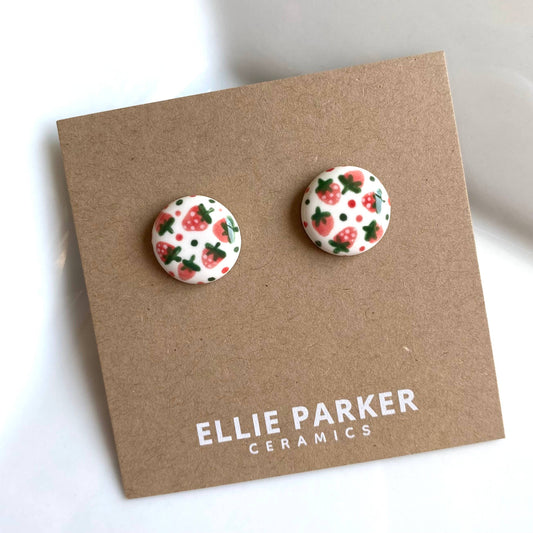 Summer Gardener | Strawberry Ceramic Clay Stud Earrings