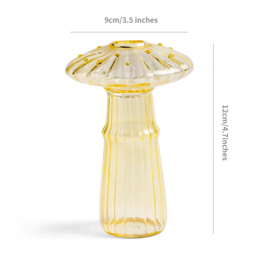 Mini Glass Mushroom Bud Vase: Yellow
